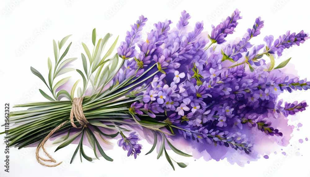 Naklejka premium lavender flowers, bouquet of lavender flowers on an isolated white