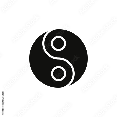 Yin yang icon Symbol mark in Outline style