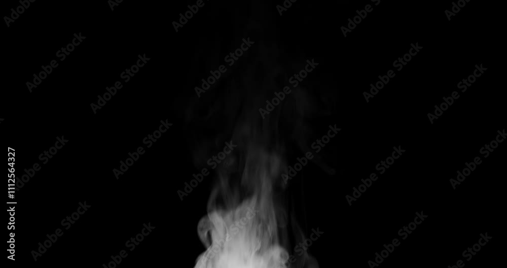 Trickle of Steam Slowly Rising from the Cup. White steam rises light, graceful twists on a black background. Slow motion. Footage is perfect for the layer with different blending modes.