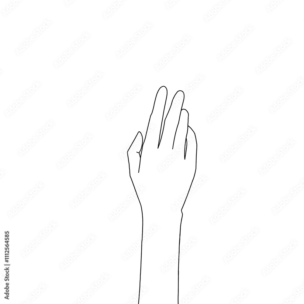 hand isolated on white line art drawing hand isolated on white line art drawing