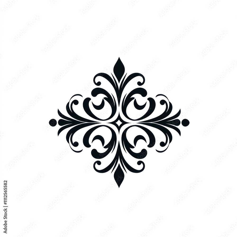 Elegant black and white floral cross design element. Elegant black and white floral cross design element.