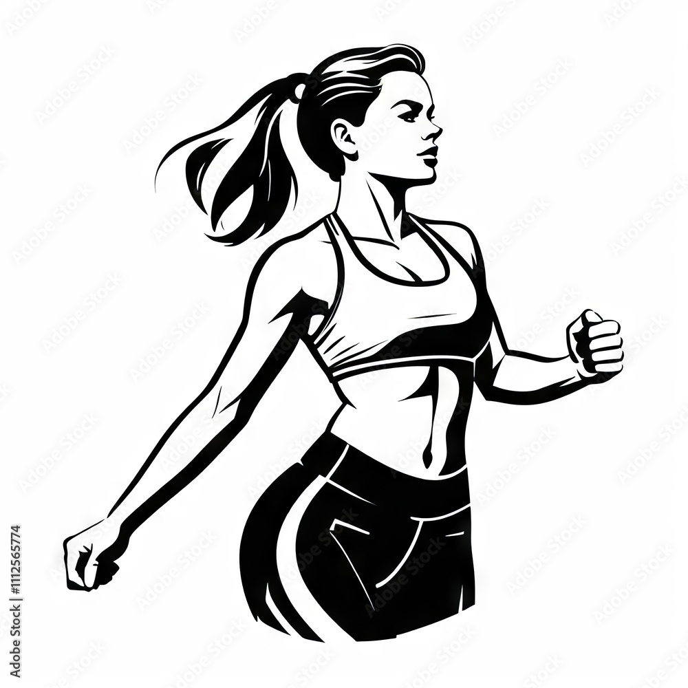 Athletic woman running in dynamic pose showcasing fitness and strength while promoting healthy lifestyle choices Athletic woman running in dynamic pose showcasing fitness and strength while promoting healthy lifestyle choices