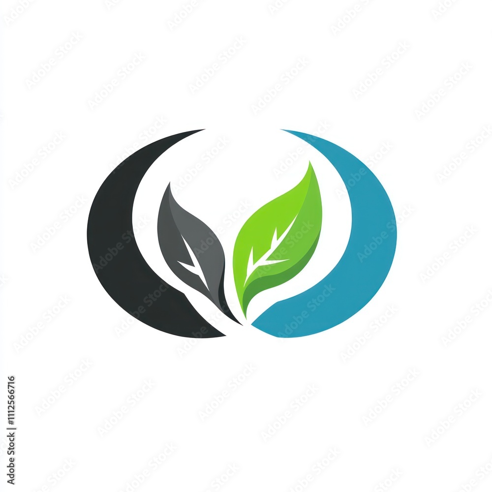 Abstract logo with two leaves inside an oval. Abstract logo with two leaves inside an oval.