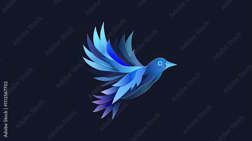 Fototapeta premium an abstract blue bird with wings spread out