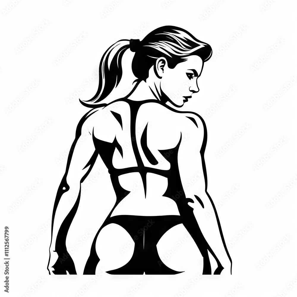 Strong woman showcasing athletic physique during a fitness competition or training session Strong woman showcasing athletic physique during a fitness competition or training session