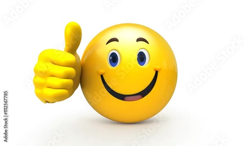 Cheerful smiley face giving a thumbs-up gesture on a white background photo