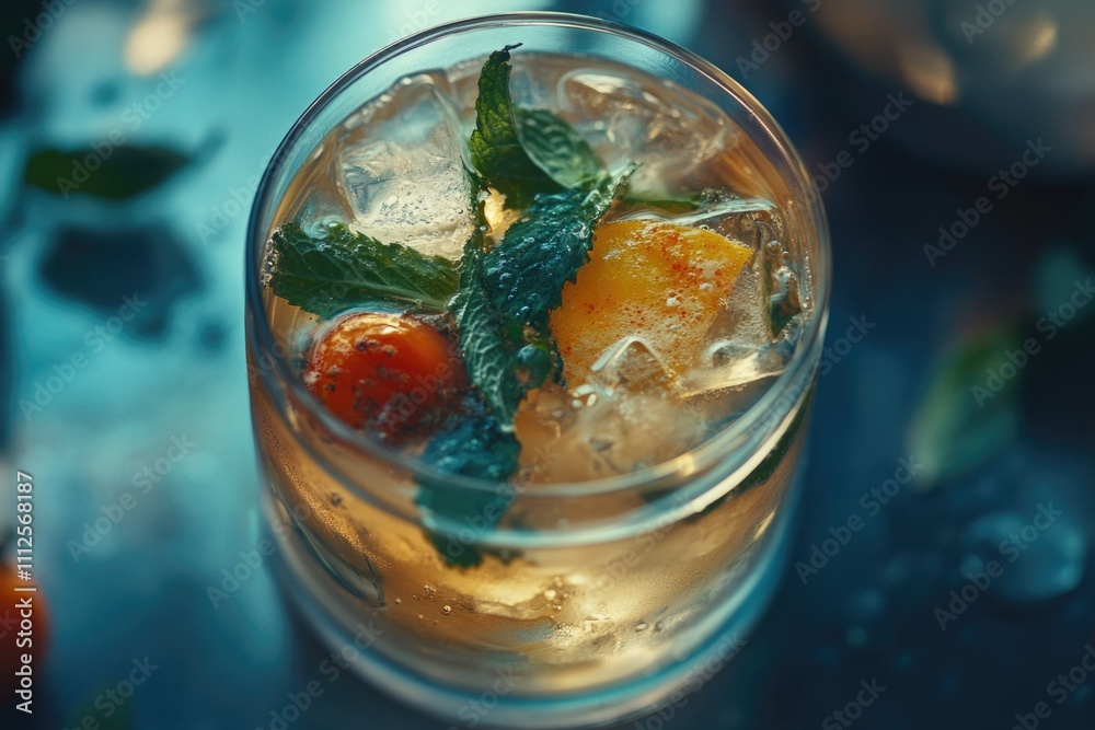 Fresh drink with ice and fruit Fresh drink with ice and fruit