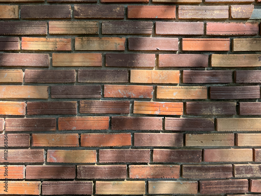 Old Brickwall Background With Light And Shadow At Mukdahan, Thailand. 08 Nov 2024. AM Old Brickwall Background With Light And Shadow At Mukdahan, Thailand. 08 Nov 2024. AM