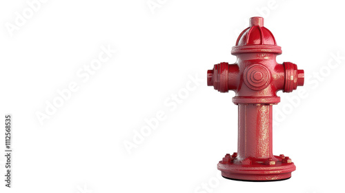 Bright red fire hydrant against a neutral background. transparent background