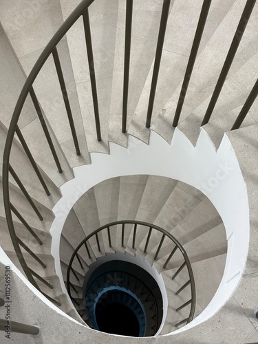 Monochrome staircase with circular stairs