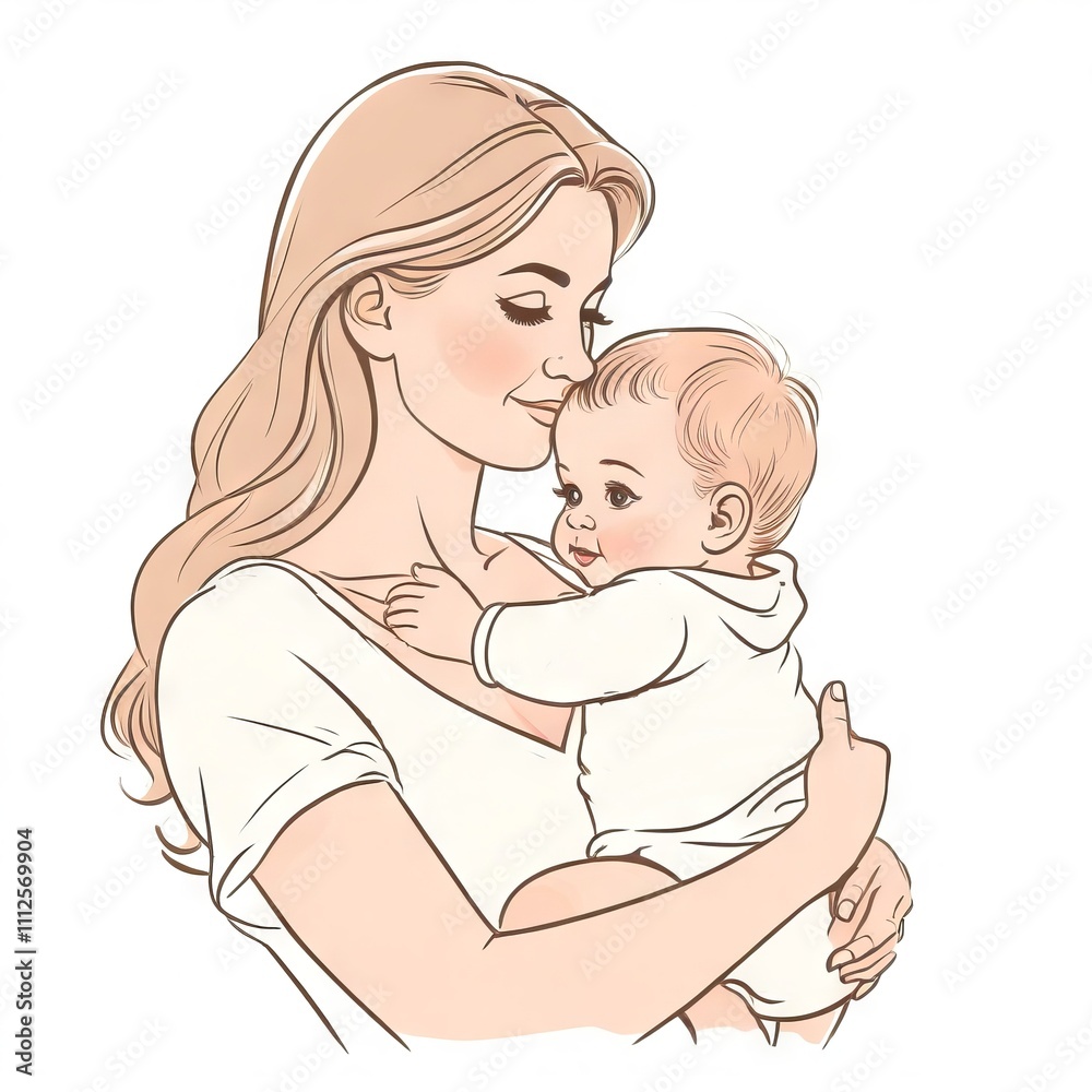 Joyful mother embraces her smiling baby in a warm moment of affection during a sunny day at home