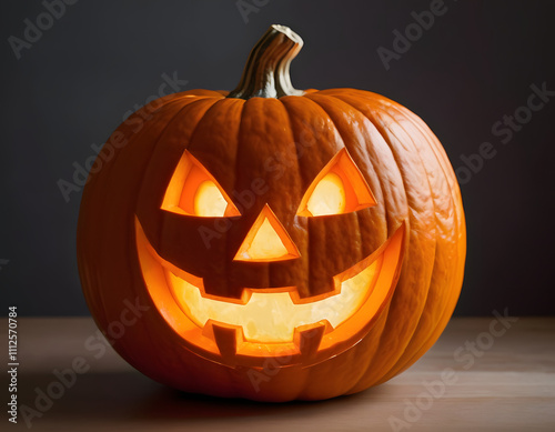 Illuminated jack-o'-lantern photo