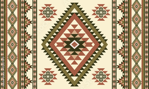 Navajo tribal vector seamless pattern. Native American ornament. Ethnic South Western decor style. Boho geometric ornament. Vector seamless pattern. Mexican blanket, rug. Woven carpet illustration