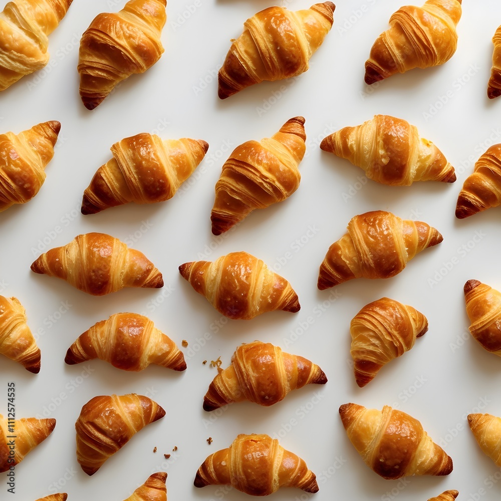 Perfectly Golden Croissant on Minimal White Background for Food Inspiration Perfectly Golden Croissant on Minimal White Background for Food Inspiration