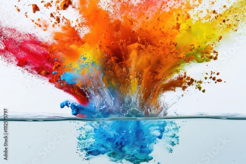 Water with vibrant colors from a powder splash photo