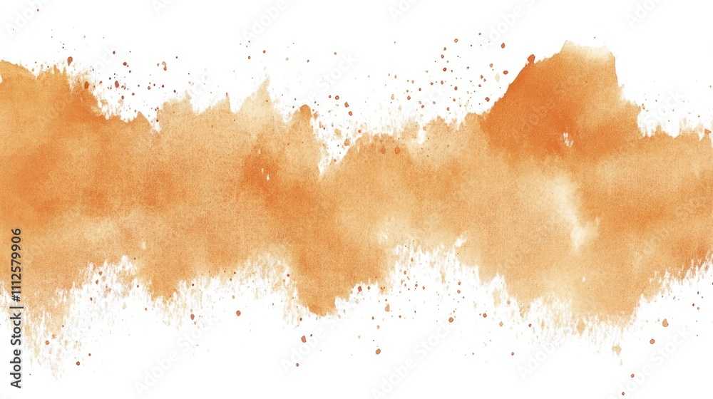 Fototapeta premium Orange watercolor texture with splatters on white background