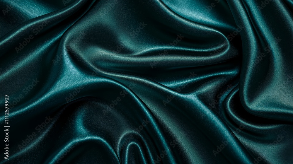 Obraz premium Dark Teal Silk Drape Abstract Texture, Luxurious Fabric Photography, Teal Silk Background Silk texture, fabric photography