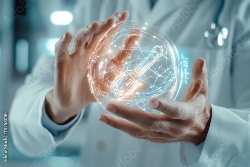 The hands of a scientist in a pharmaceutical company.