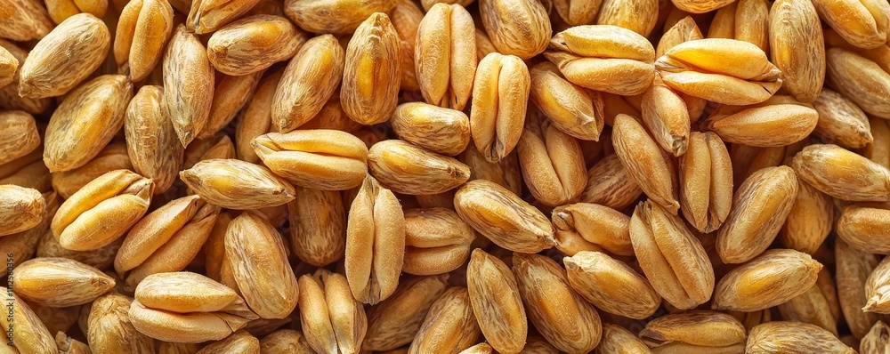 Close-up Macro Photography of Golden Wheat Grains, Texture, Food, Agriculture, ,wheat kernels, harvest