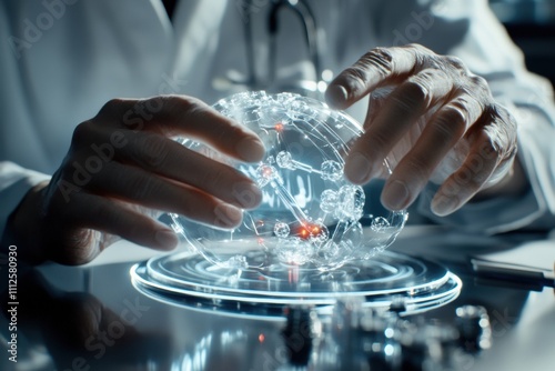 The hands of a scientist in a pharmaceutical company.