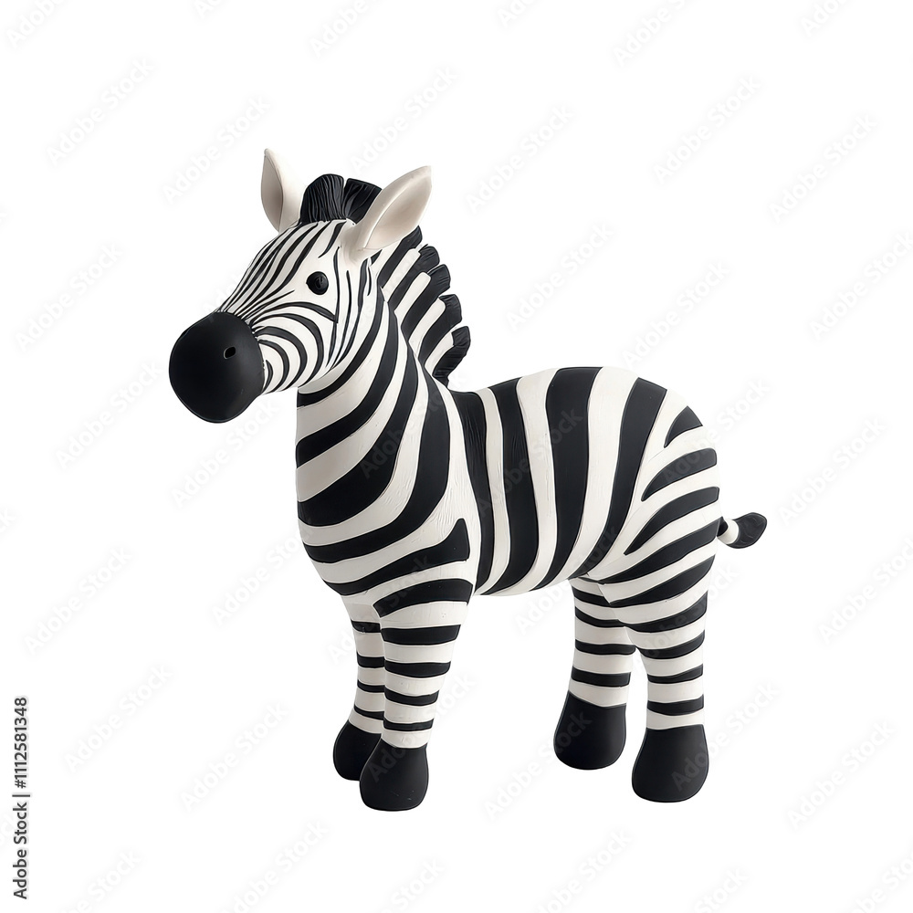 Fototapeta premium A playful cartoon zebra with bold black and white stripes, perfect for children's themes. transparent background.