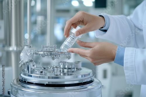 The hands of a scientist in a pharmaceutical company.