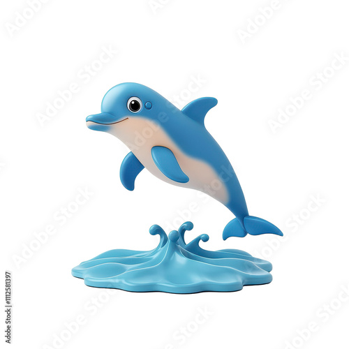 A playful dolphin leaping out of the ocean waves, showcasing its vibrant colors. transparent background. photo