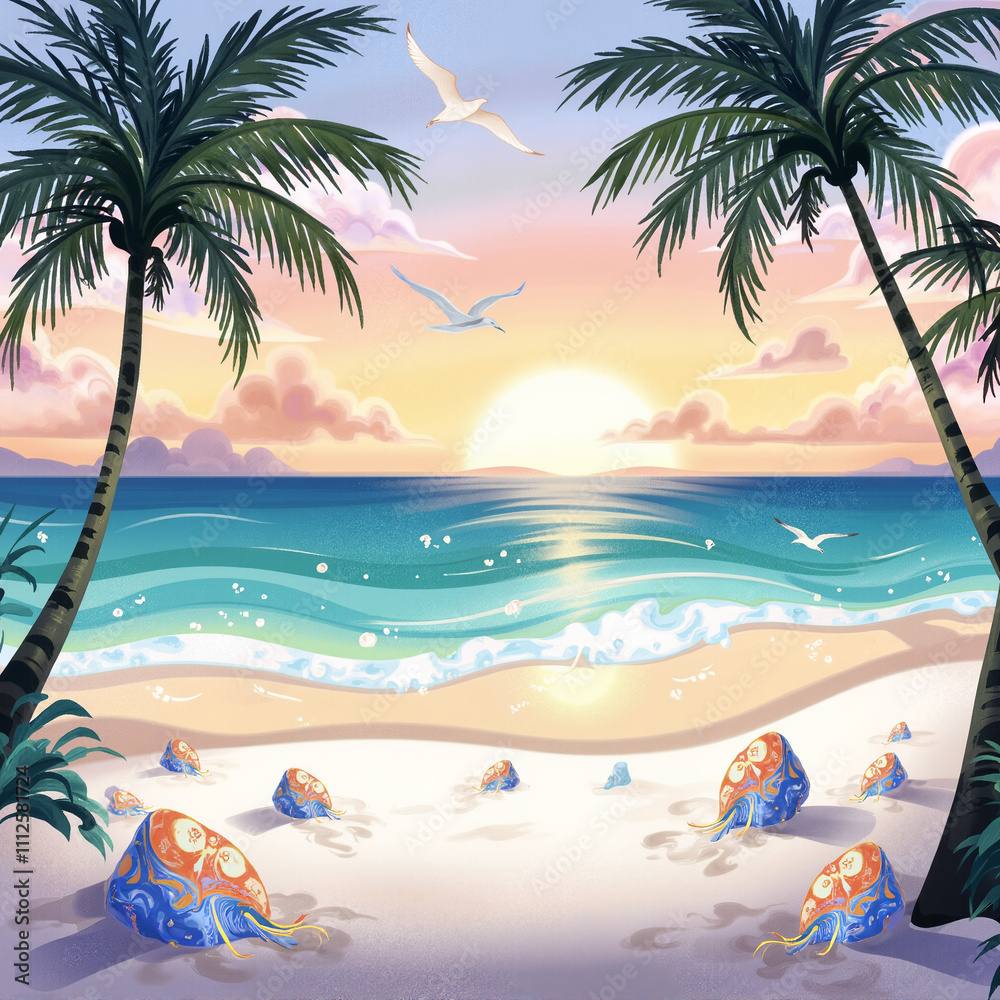 Obraz premium beach with palm trees