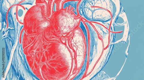 Vintage Anatomical Heart Illustration: A Detailed Study of the Cardiovascular System photo