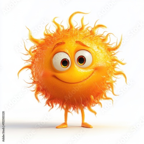 A cheerful animated sun character with a friendly smile, perfect for conveying warmth and positivity in creative projects.