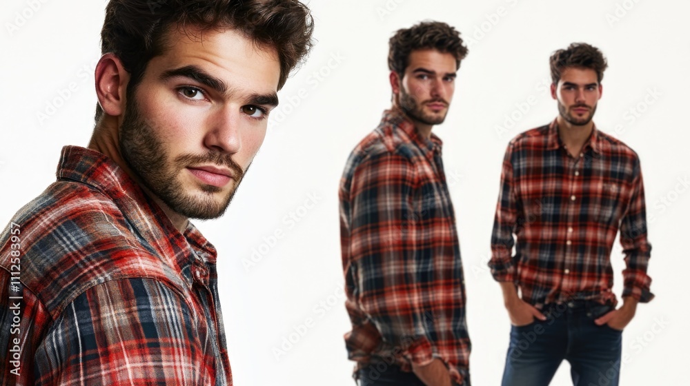 A person posing for a photo wearng a plaid shirt A person posing for a photo wearng a plaid shirt