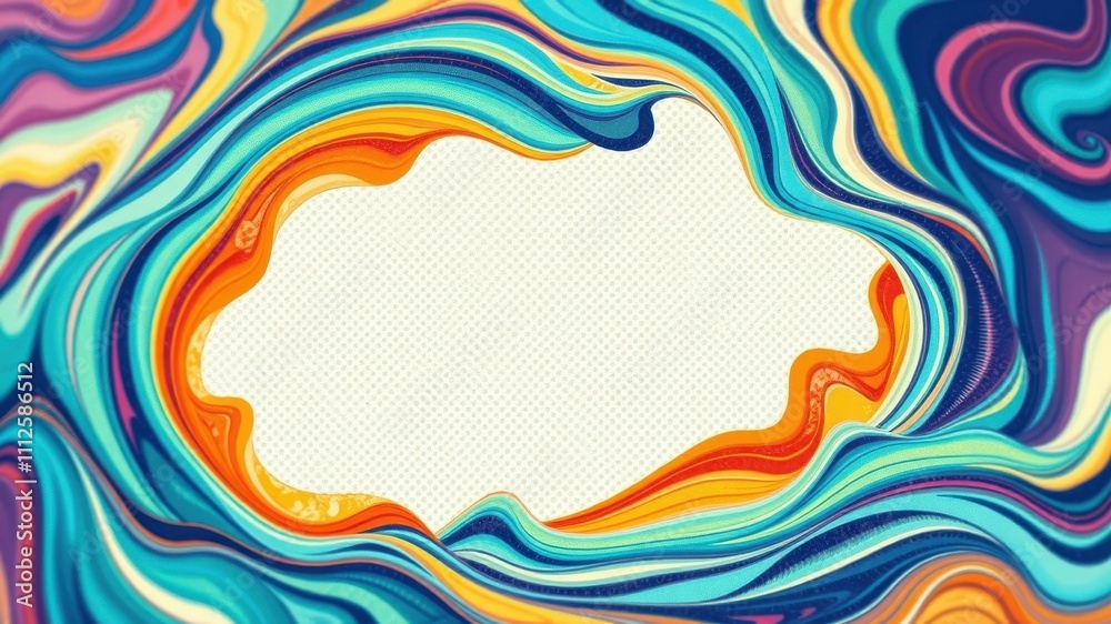Abstract Colorful Swirling Waves Frame with White Space for Text or Design Abstract Colorful Swirling Waves Frame with White Space for Text or Design