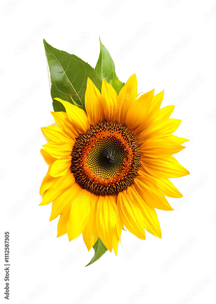 Naklejka premium A big sunflower with isolated on white background [PNG]