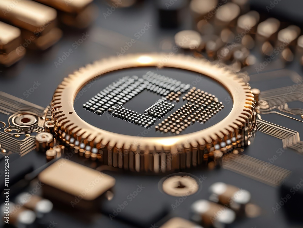 Macro shot of the microprocessor inside a wearable, controlling sensors and processing data Macro shot of the microprocessor inside a wearable, controlling sensors and processing data