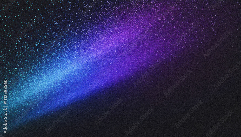 Abstract grainy grain background in dark purple, blue, and black, glowing noise light beam shapes, cosmic, Sci-fi, retro aurora effects, celestial atmosphere. Abstract grainy grain background in dark purple, blue, and black, glowing noise light beam shapes, cosmic, Sci-fi, retro aurora effects, celestial atmosphere.