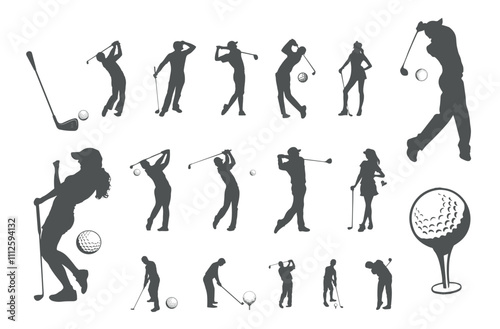 Set of golfer silhouette