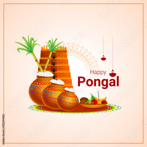 Vector illustration of Happy Pongal social media template