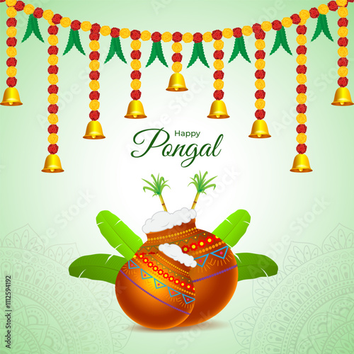 Vector illustration of Happy Pongal social media template