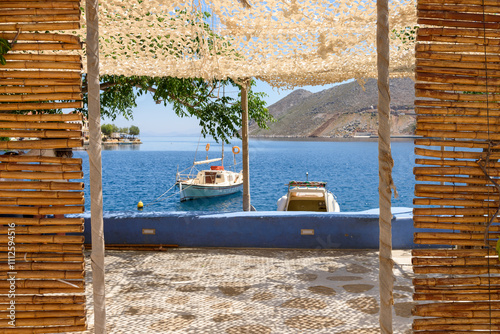 Obraz na płótnie Greek island of Symi. View of the bay and Aegean Sea. Greece w salonie