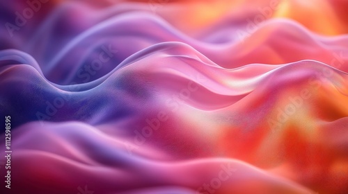 Abstract waves with flowing patterns in vibrant colors of orange, purple and pink, creating a stunning visual representation of movement and fluidity in texture