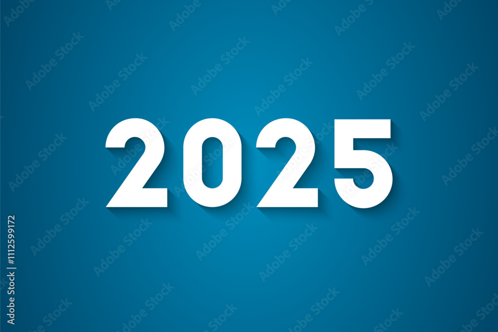 2025 as white and bold number with shadow centered on a gradient blue background 2025 as white and bold number with shadow centered on a gradient blue background
