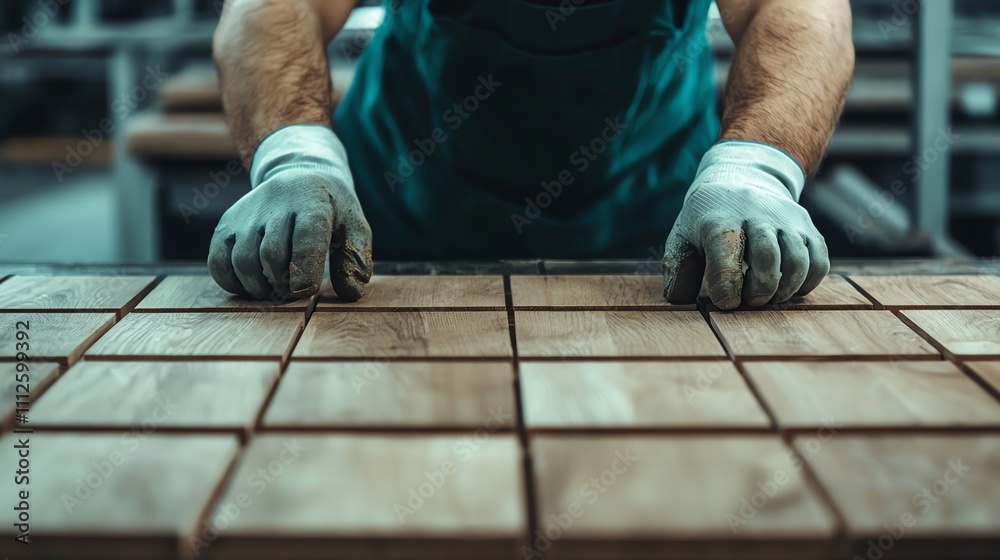 Woodworkers assemble wooden pieces carefully. Woodworkers assemble wooden pieces carefully.