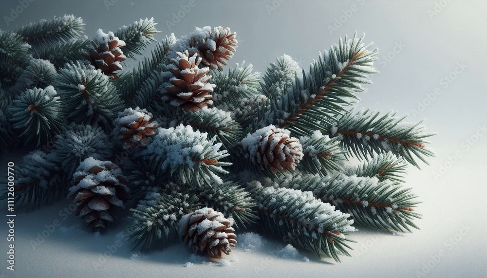 winter background or christmas card with christmas tree branches and cones winter background or christmas card with christmas tree branches and cones