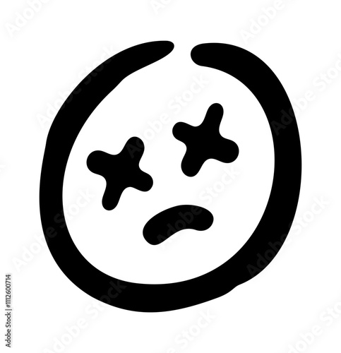 Confused hand drawn graffiti emoji