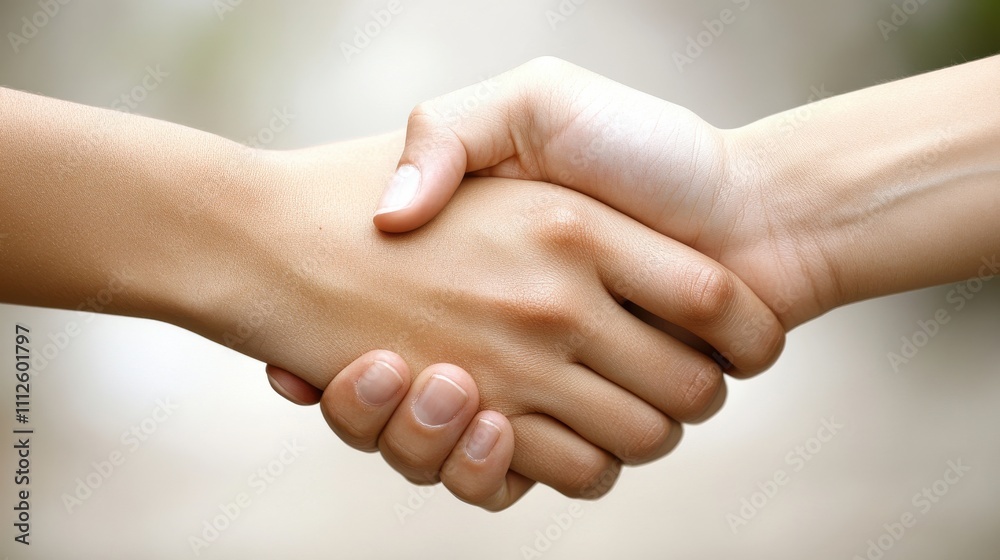 Warm, Intimate Outdoor Handshake - Symbolizing Agreement and Connection Warm, Intimate Outdoor Handshake - Symbolizing Agreement and Connection