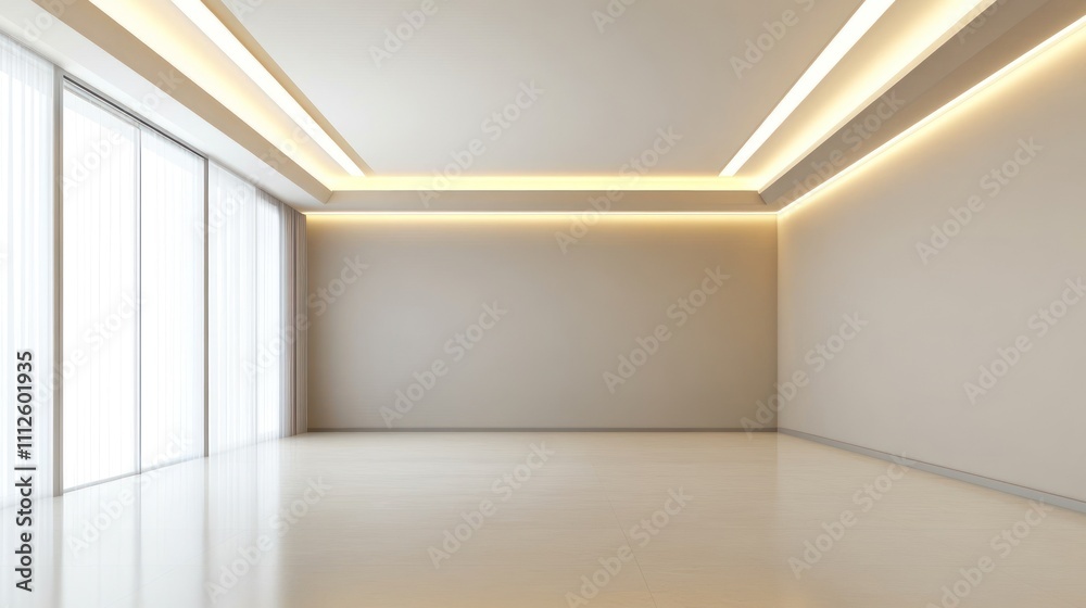 Fototapeta premium Clean empty room with soft lighting and simple lines