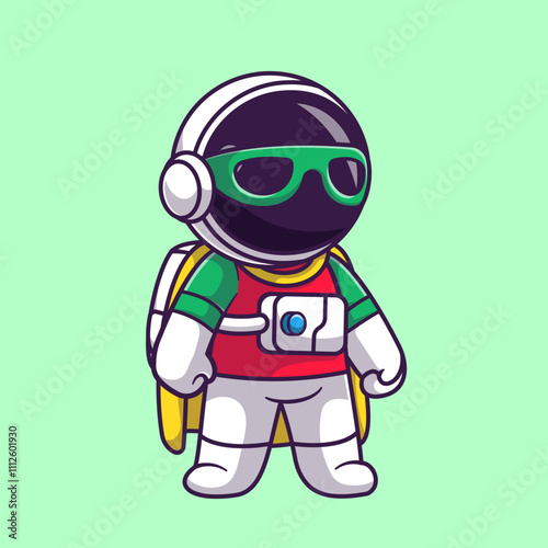 Cute Astronaut Super Hero Cartoon Vector Icon Illustration 
Science Holiday Icon Concept Isolated Premium Vector. Flat 
Cartoon Style