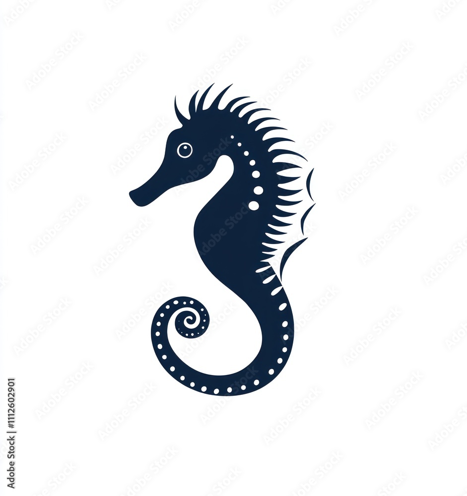 Fototapeta premium Here's a and keyword list for your image.. Elegant stylized seahorse silhouette.