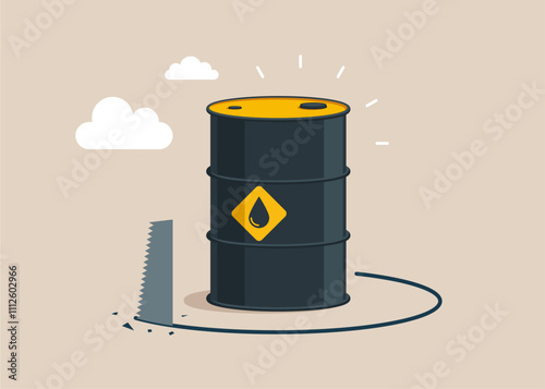 Mistake cost and  steal barrel oil. Crisis сrude oil. Flat vector illustration.
