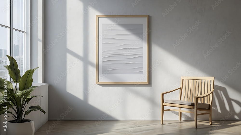 Fototapeta premium Serene Abstract Art Print in a Minimalist Modern Interior. AI Generated